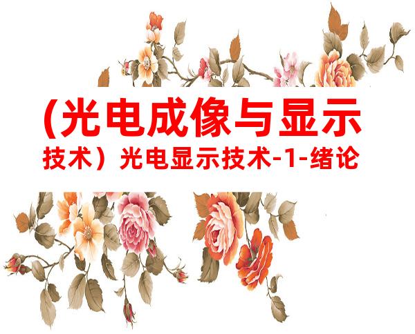 (光电成像与显示技术）光电显示技术-1-绪论