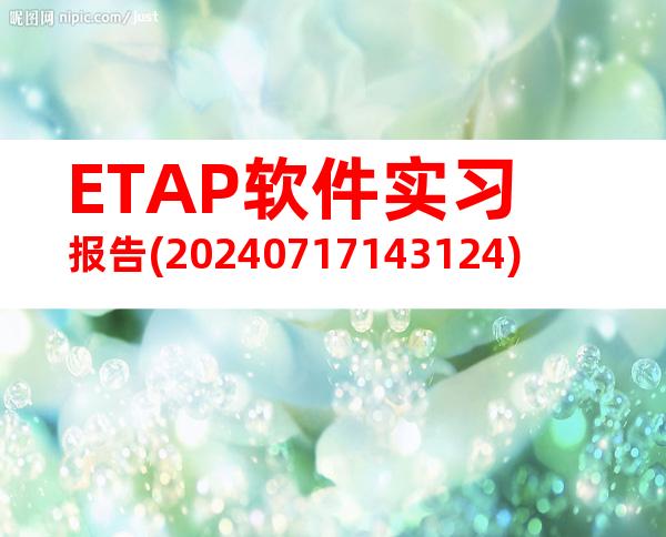 ETAP软件实习报告(20240717143124)