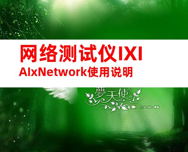 网络测试仪IXIAIxNetwork使用说明